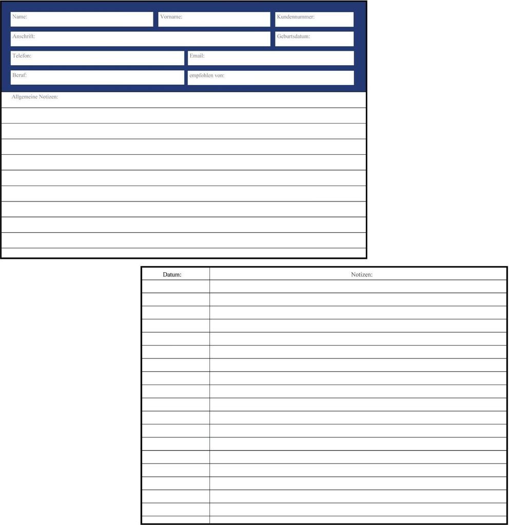 1000 neutrale Kunden-Karteikarten DIN A5 300g/m² Kundenkarteikarten 1000Kuka