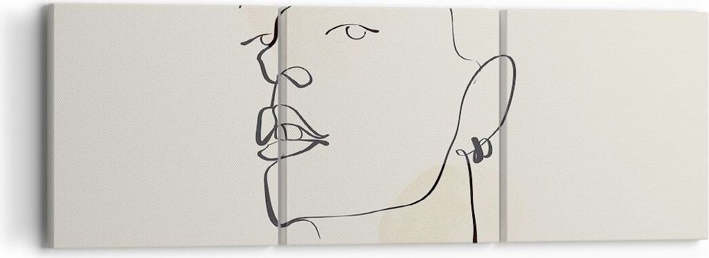 Bild auf Leinwand - Leinwandbild - 3 Teile - Minimalismus Porträt Linie - 90x30cm - Wand Bild - Wanddeko - Wandbilder - Leinwanddruck - Bilder - W...