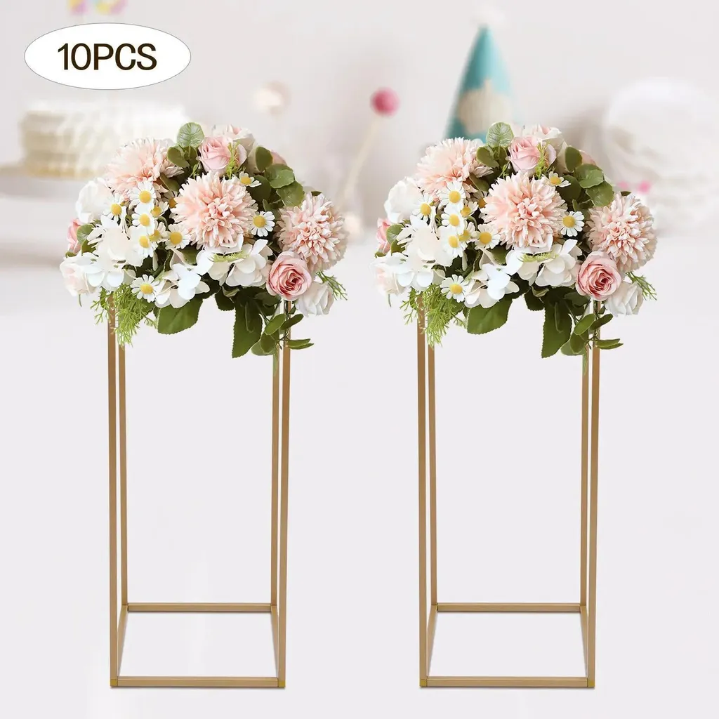 Déco de Table Mariage : Support Métal Rectangulaire Or M - Lot de 10 (69 chars) - 2