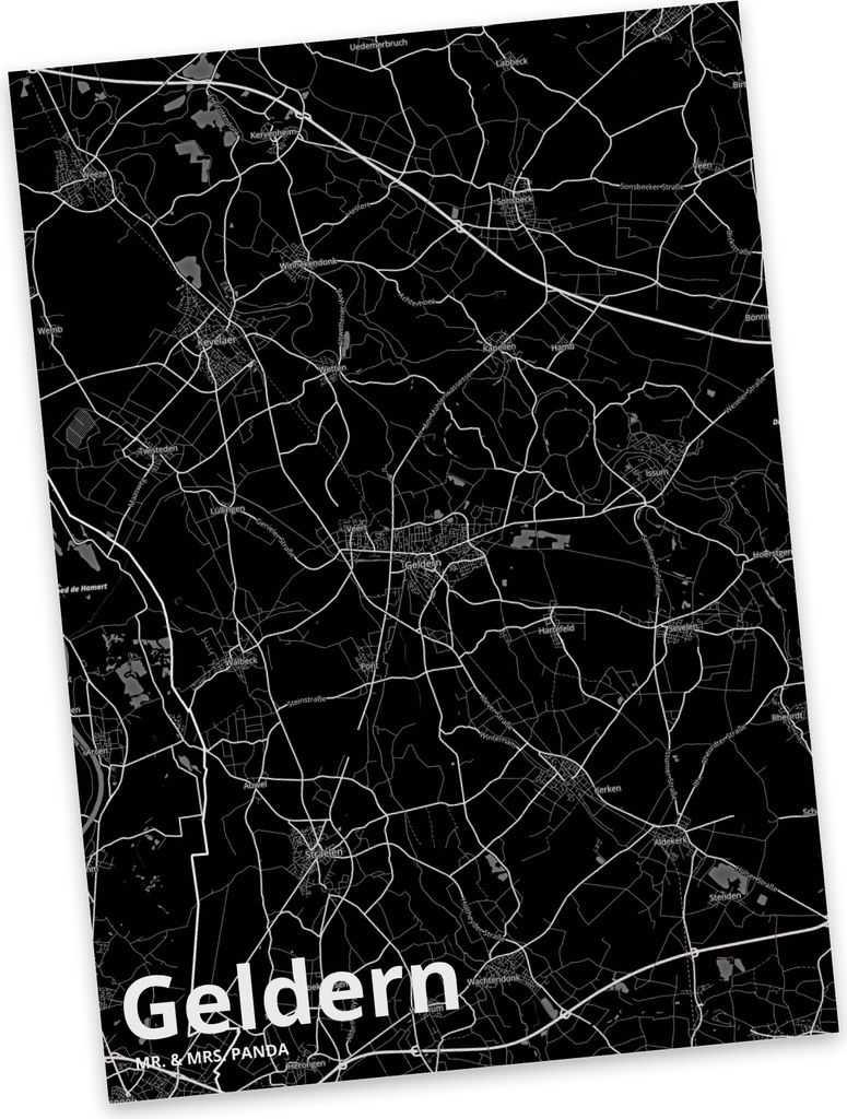 Mr. & Mrs. Panda Postkarte Geldern - Geschenk, Ansichtskarten, Ansichtskarte, Stadt, Postkarten, Dorf Karte Landkarte Map Stadtplan, bildkarte, Fot...