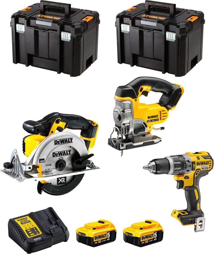 DeWALT Kit DWK300 (DCD796 + DCS331 + DCS391 + 2 x 5,0 Ah + DCB115 + 2 x TSTAK VI)