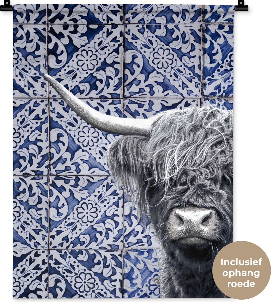 MuchoWow® Wandteppich Wandbehang Schottisches Hochlandrind Produktbild 
