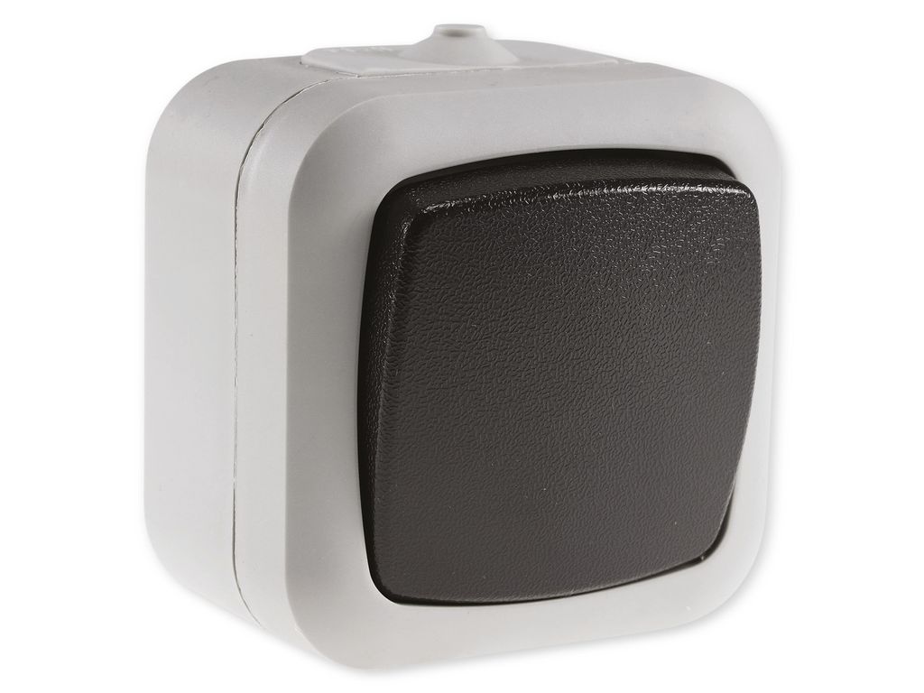 ChiliTec 20467 Feuchtraum Wechsel-Schalter, IP44 250V/ 10A, inkl. AP-Rahmen, grau