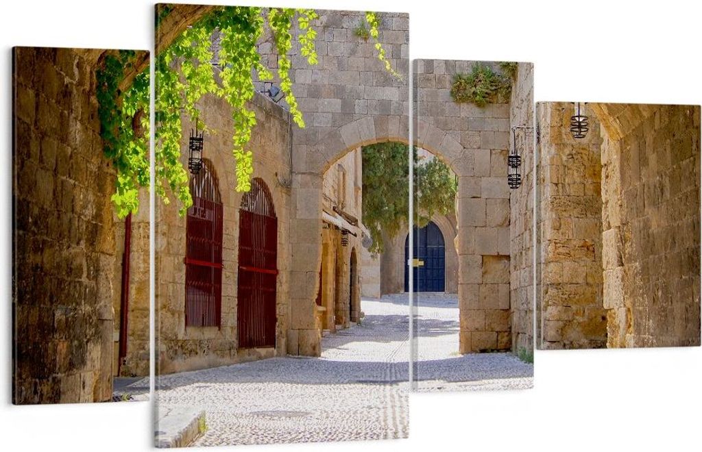 Bild auf Leinwand - Leinwandbild - Straße Geschichte Architektur Denkmal - 120x70cm - Wand Bild - Wanddeko - Leinwanddruck - Bilder - Kunstdruck -...