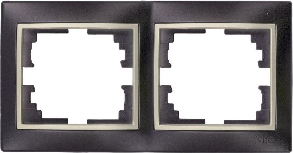 Horizontaler Rahmen für 2 Elemente Schwarzer Rahmen und Perlenkontur 154x81x10mm S.europa Solera Erp72nu