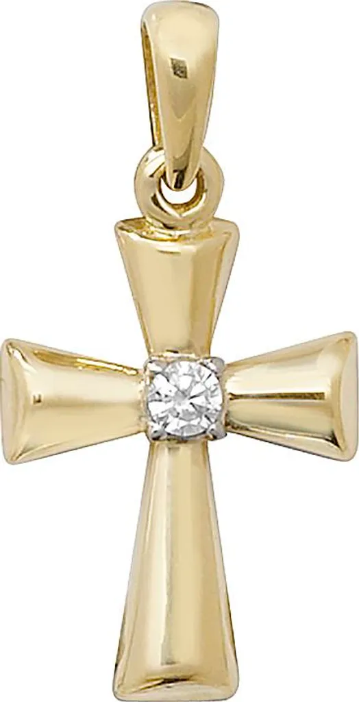 Croix Or 9 Carats 375/1000 avec Oxyde de Zirconium - Éclat Durable 22mm