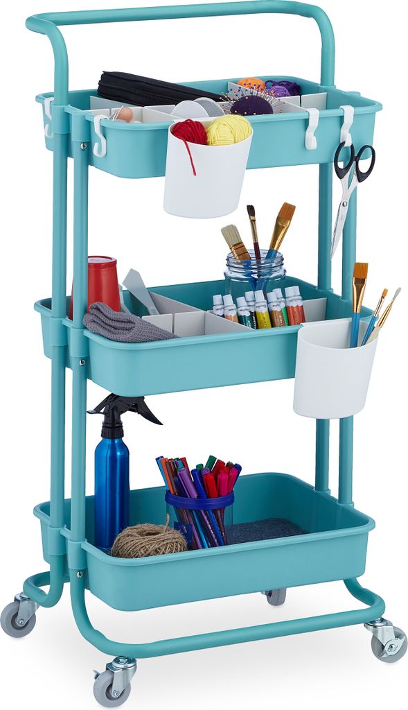 Chariot Relaxdays, 3 étages, chariot polyvalent, loisirs, Image du produit 