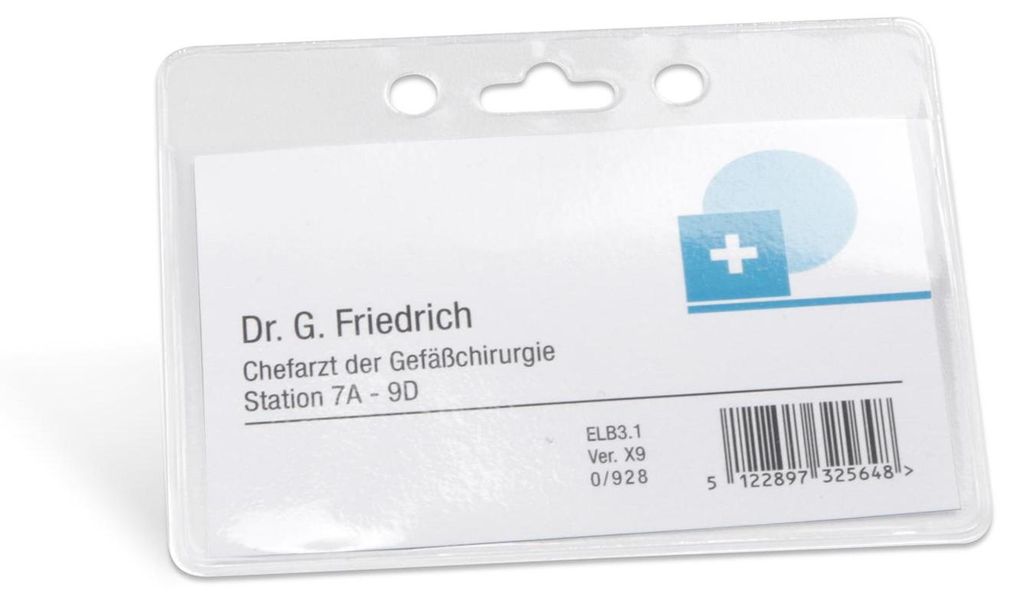 PVC-Ausweishülle in verschiedenen Formaten verfügbar, transparent, mit Euro-Lochung sowie abwischbar, Transparent, Format EC-Karte, Verpackungsei...