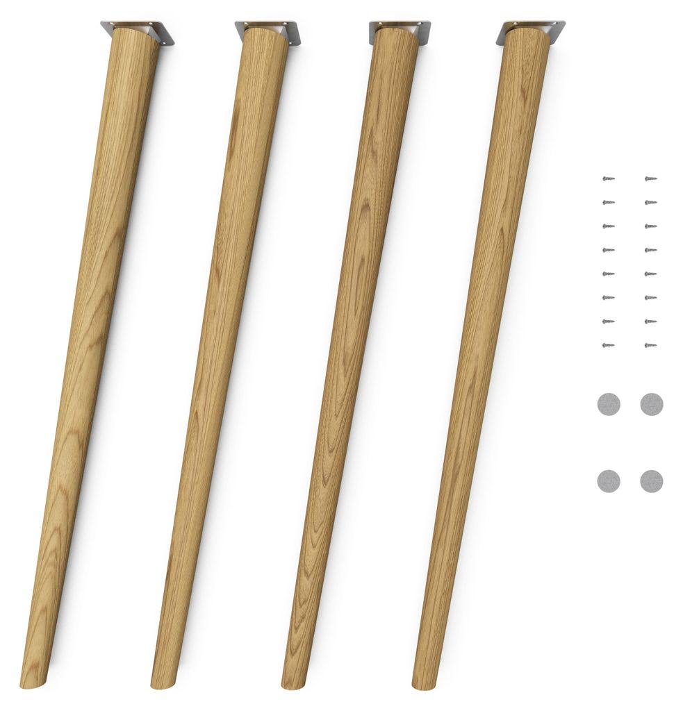 4x sossai Holzfüße rund - schräge Ausführung 71cm Eiche Produktbild 