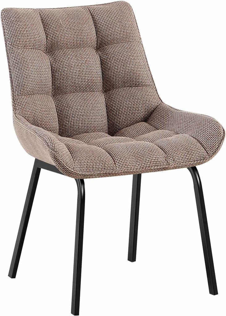 CLP Esszimmerstuhl Saranda mit Rückenlehne und schwarzem Metallgestell Farbe terrabraun Material Stoff