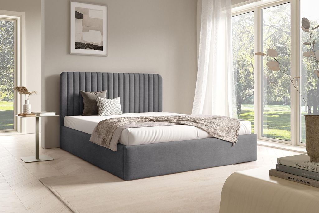 MEBLINI Briatore Polsterbett 140x200 mit Stauraum - Matratze, Lattenrost und Bettkasten - Kopfteil Bett mit Stauraum - Doppelbett - Stauraumbett - ...