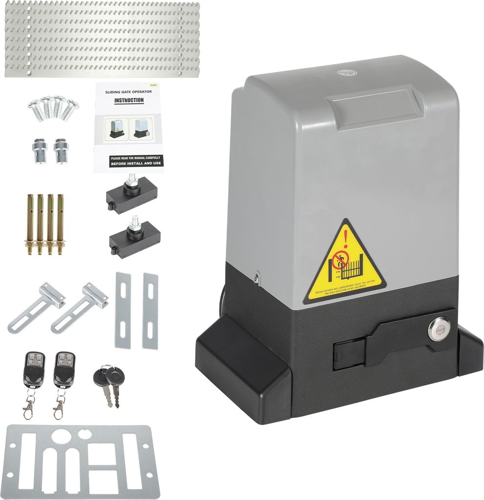 Peviasot Schiebetorantrieb Toröffner 750W Motor Set bis 1600kg Hoftorantrieb Torantrieb Schiebetor Mit Fernbedienung + Schlüssel