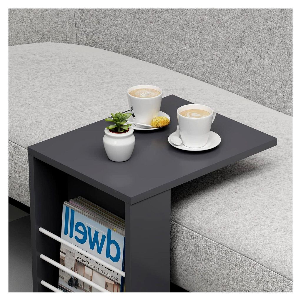 Willy Beistelltisch - Moderner Couchtisch mit Rollen in trendigem Design und Ablagefläche (Anthrazit)