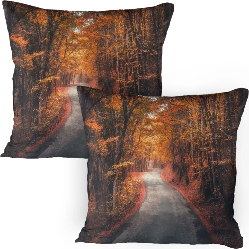 Federe Autunnali ABAKUHAUS 80x80 - Set 2 Pezzi Foresta Mandarino