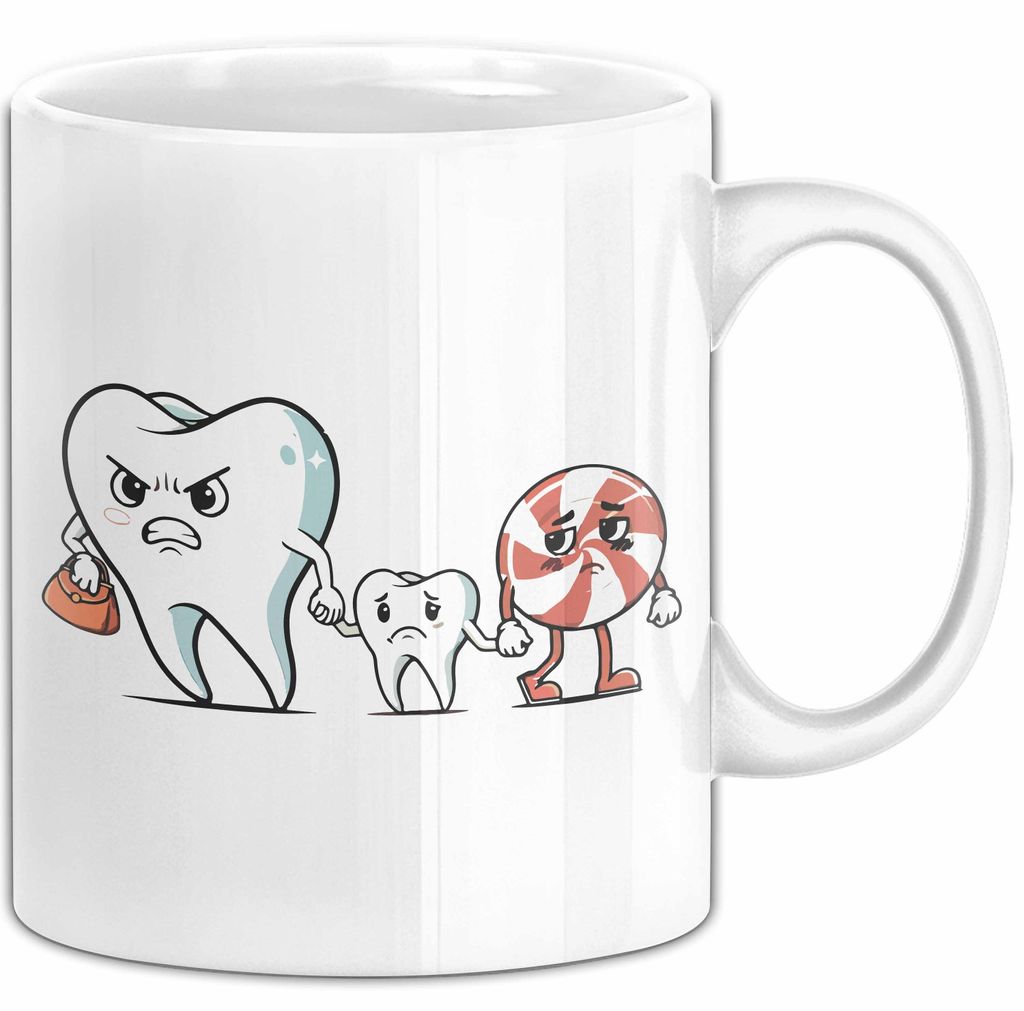 Zahnarzt Tasse Geschenk Karies Vorsorge Geschenkdiee (Weiß)