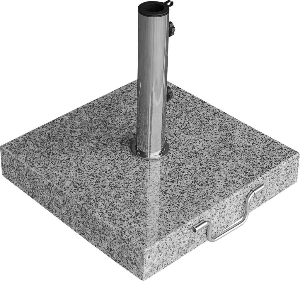 Sonnenschirmständer heller Granit 40kg rollbar hellgrau poliert - Grau