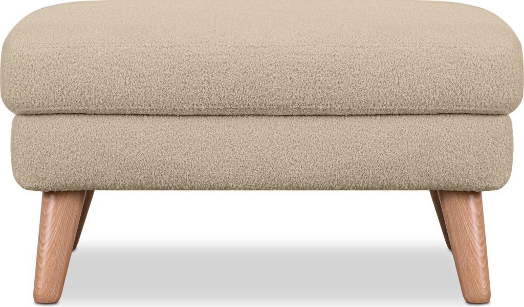 KONSIMO Sitzhocker Gestell aus Massivholz "TAGIO", Beige, Bouclé-Stoff, Scandinavian, 80x46x65cm