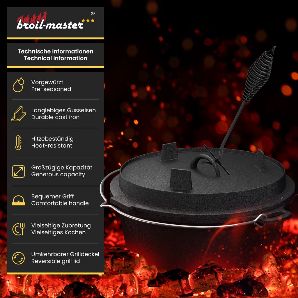 broil-master® Dutch Oven - 7 Liter, Set, mit Füßen, Produktbild 3