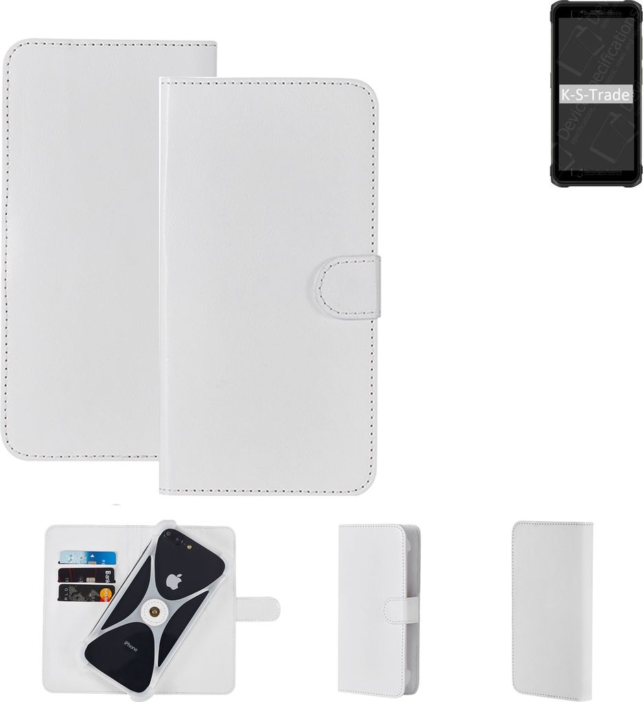 K-S-Trade Handy Hülle Schutz Hülle kompatibel mit Ulefone Armor X10 Pro Cover Case Bookstyle Bumper weiß 1x