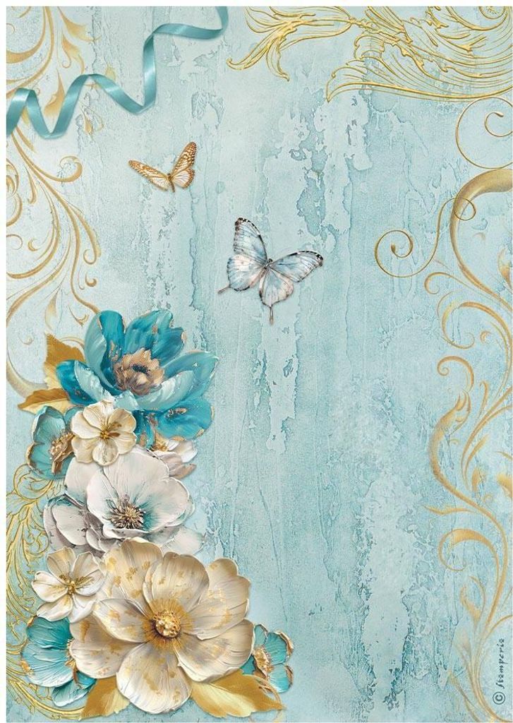 Reispapier Decoupage Bastelpapier A4 - Stamperia - Masquerade Blumenecke
