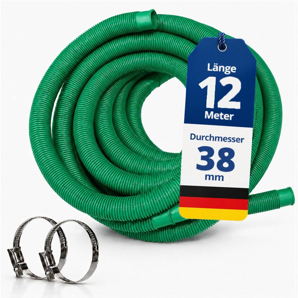 HAF Hochwertiger Pool Schwimmbadschlauch 38mm Grün 12 Meter Produktbild 