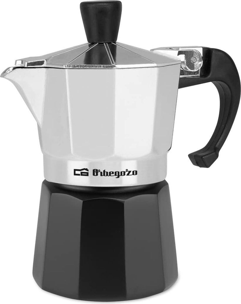 Orbegozo KFM 130 Italienische Kaffeemaschine, Aluminium, 1 Tasse, Schwarz und Silber