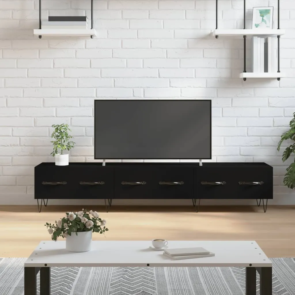 Mobile Porta TV Nero 150 cm | Design Minimalista in Legno e Metallo