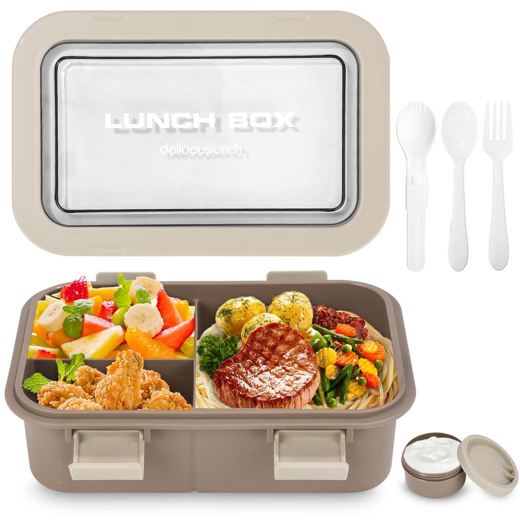 Lunchbox-Set, 1250 ml Lunchbox mit Fächern für Kinder und Erwachsene, Lunchbox, Frühstücksbox, Snackbox, Sandwichbox, Lebensmittelbox, Lunchbox...