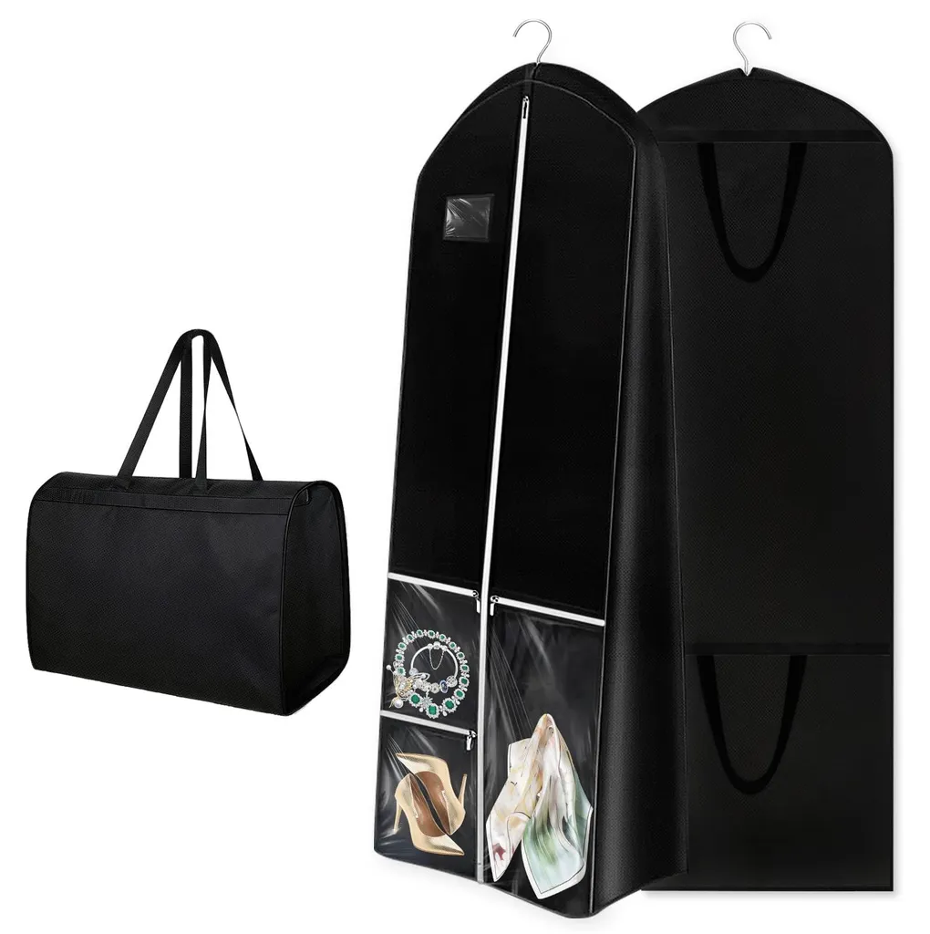 Grande housse à vêtements respirante 180 cm avec soufflet large de 26 cm