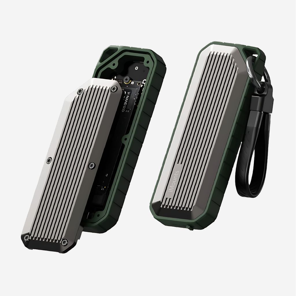 iMounts M.2 SSD Gehäuse - NVMe und NGFF - USB-C - Geschwindigkeit 10 Gbps - Grün