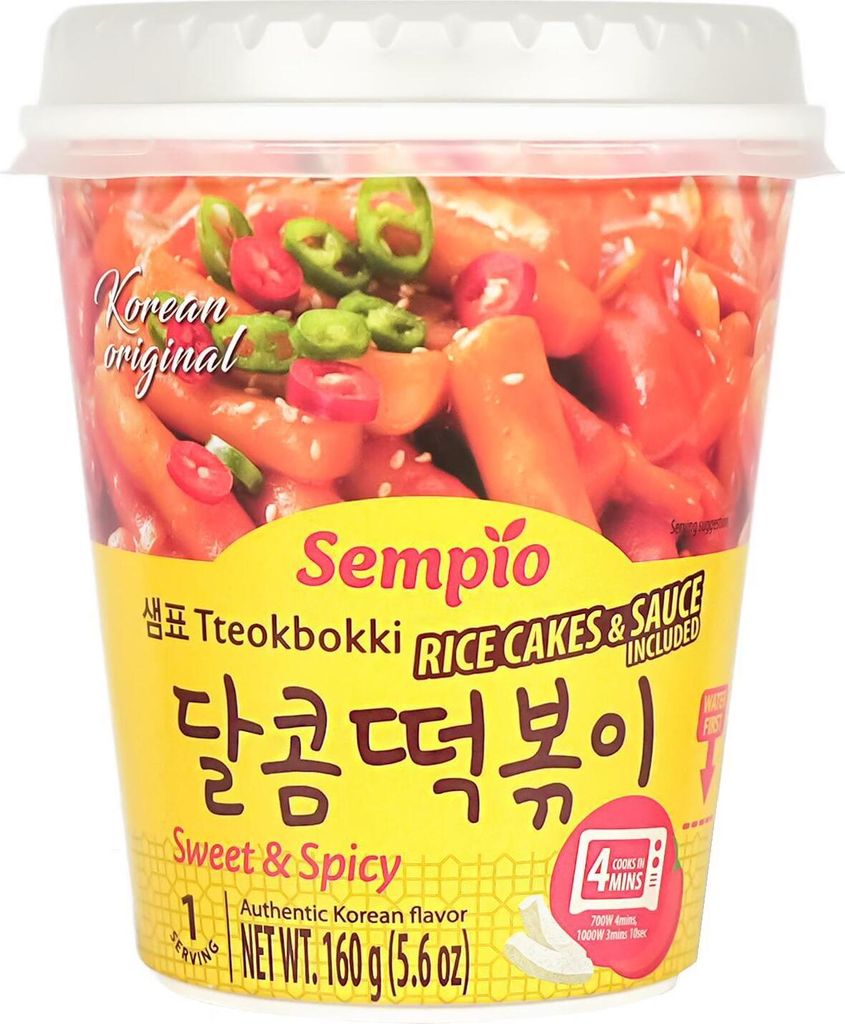 Sempio | Instantgericht Tteokbokki - 160g - Reisnudeln In Süß-pikanter Sauce - Koreanisches Essen - Fertiggericht
