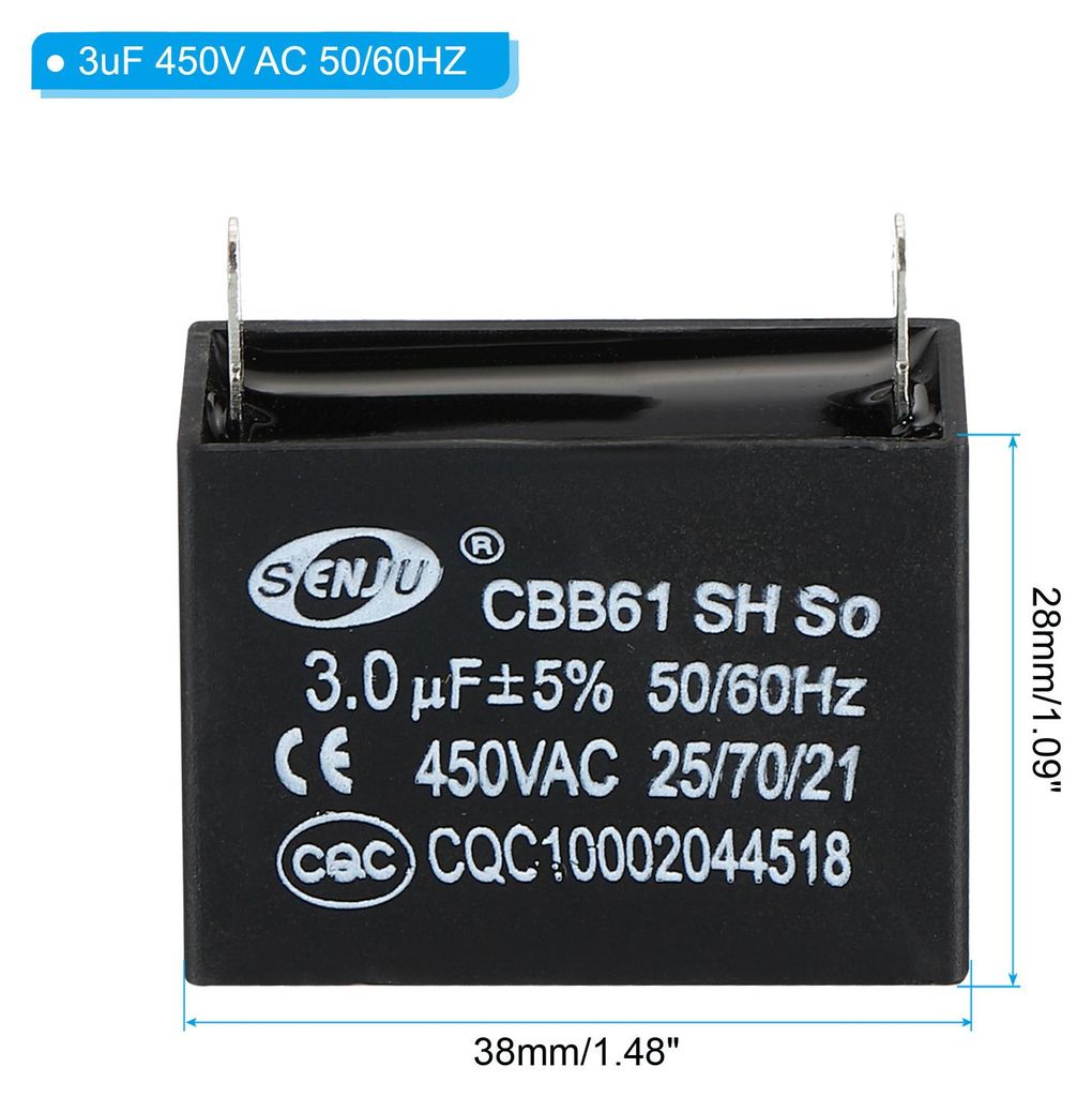 5 Stš¹ck CBB61 Anlauf Kondensator, 3ŠÌF 450V Motorkondensatoren fš¹r Klimaanlage Lš¹ftermotor
