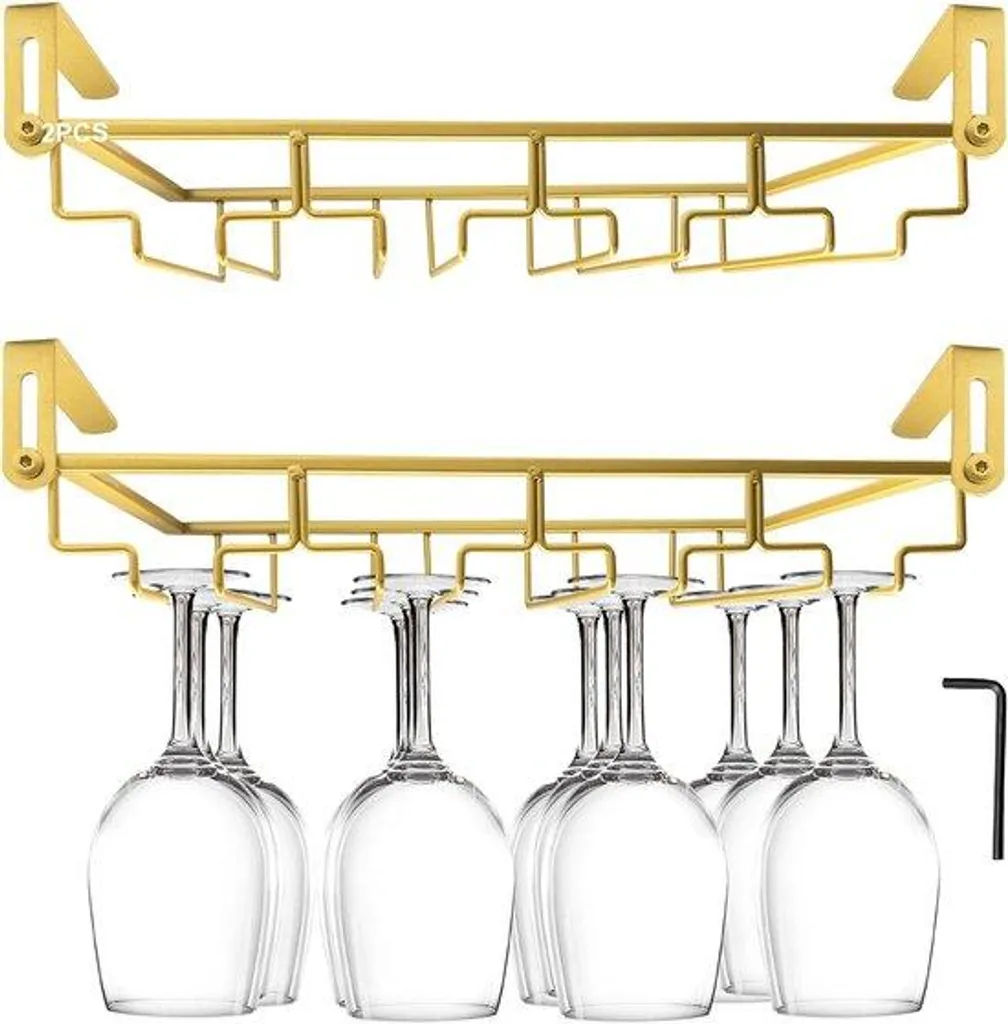 Support Verre à Vin en Métal Robuste Forme Cœur - Lot de 4 Accroches