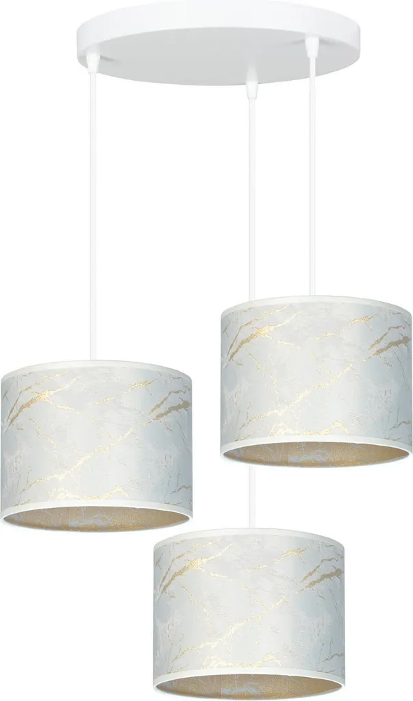 Suspension Triple en Tissu Blanc et Or BRODDI pour Salon et Séjour