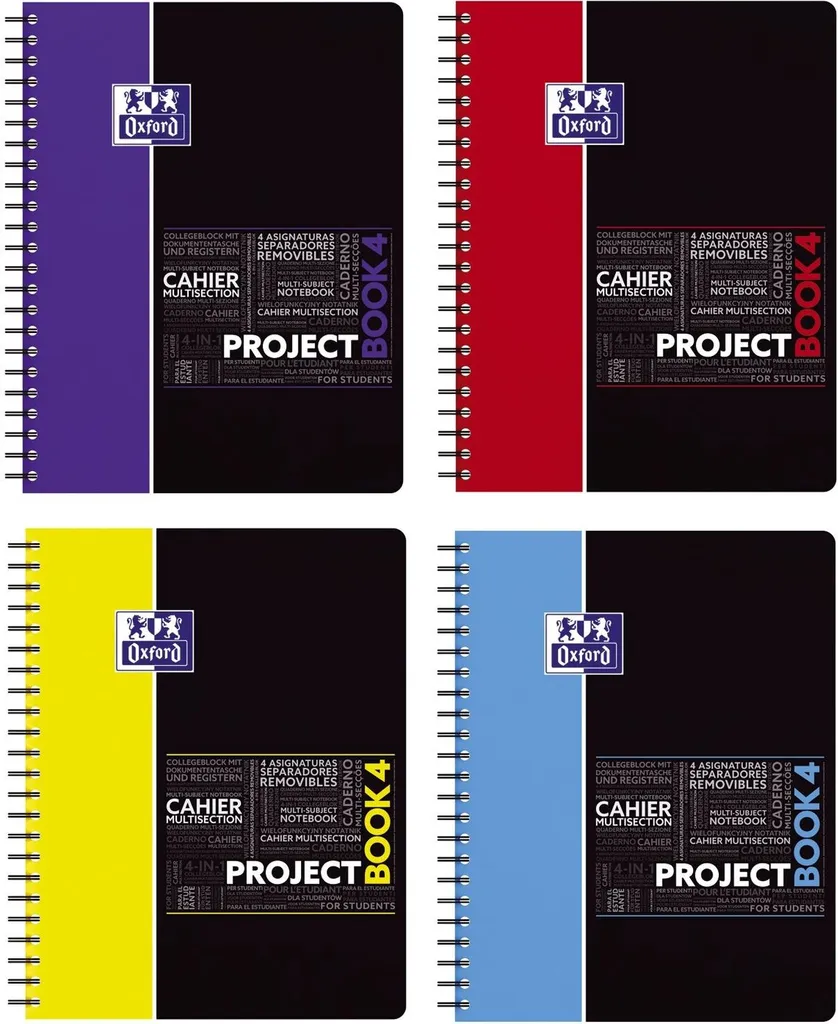 Cahier Oxford Projectbook A4+ Studium 160 pages quadrillé 5x5 mm