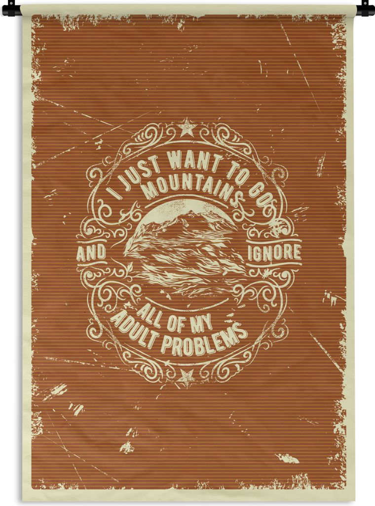 MuchoWow® Wandteppich Wandbehang Jahrgang - Berg - Text Produktbild 