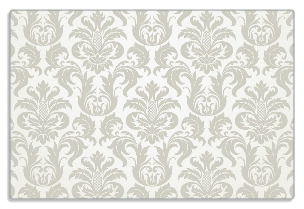 Wallario Frühstücksbrettchen aus Glas 20 x 30 cm mit rutschfesten Füßen, Motiv Königliche Schnörkelei in weiß und beige