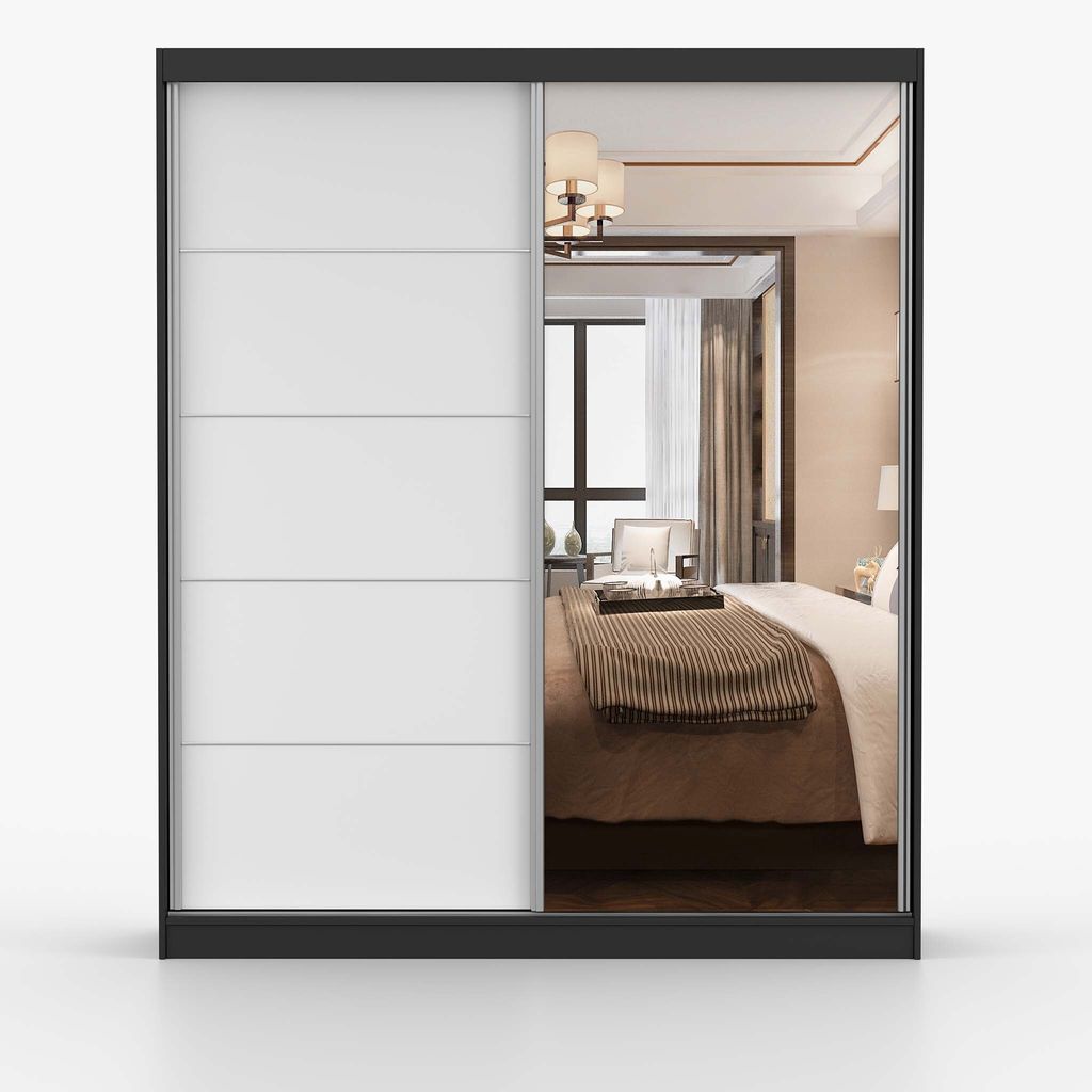 Schwebetürenschrank Kleiderschrank Schrank 183 cm Produktbild 3