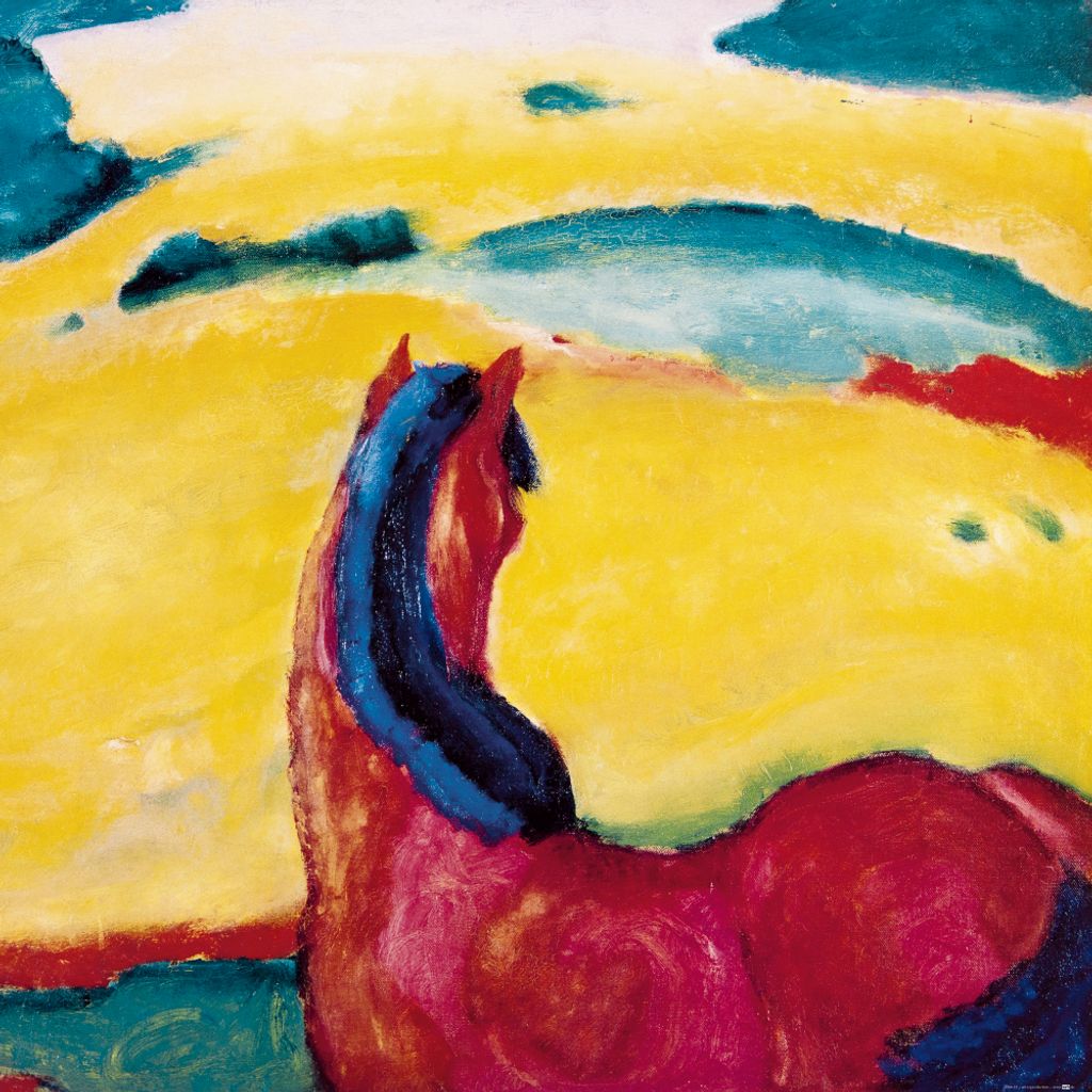 Franz Marc Kunstdruck Bild - Pferd In Der Landschaft, 1910 (70 x 70 cm)