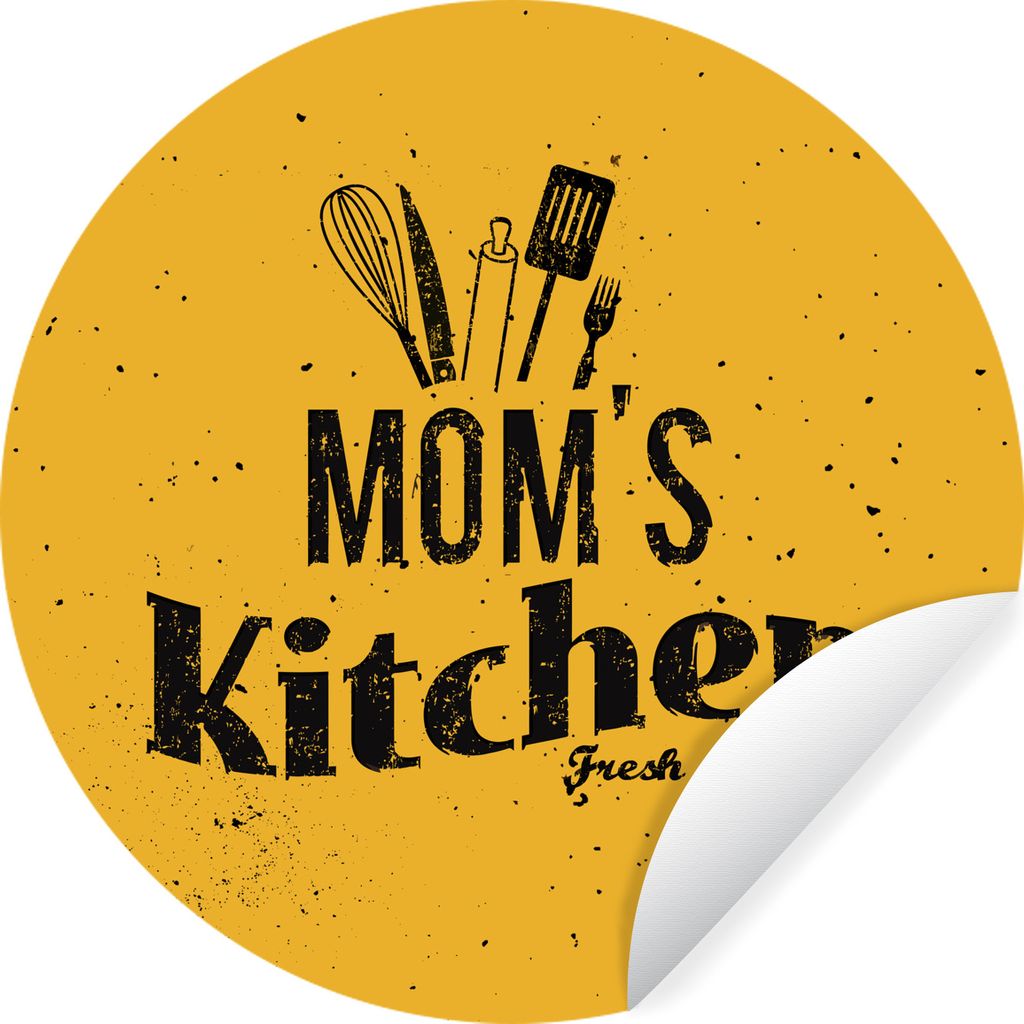 MuchoWow Runde Wandtattoo - Wandsticker Tapete Aufkleber Küche - Mutter - Küchenutensilien - Vintage Ø 50 cm Selbstklebend und Repositionierba...