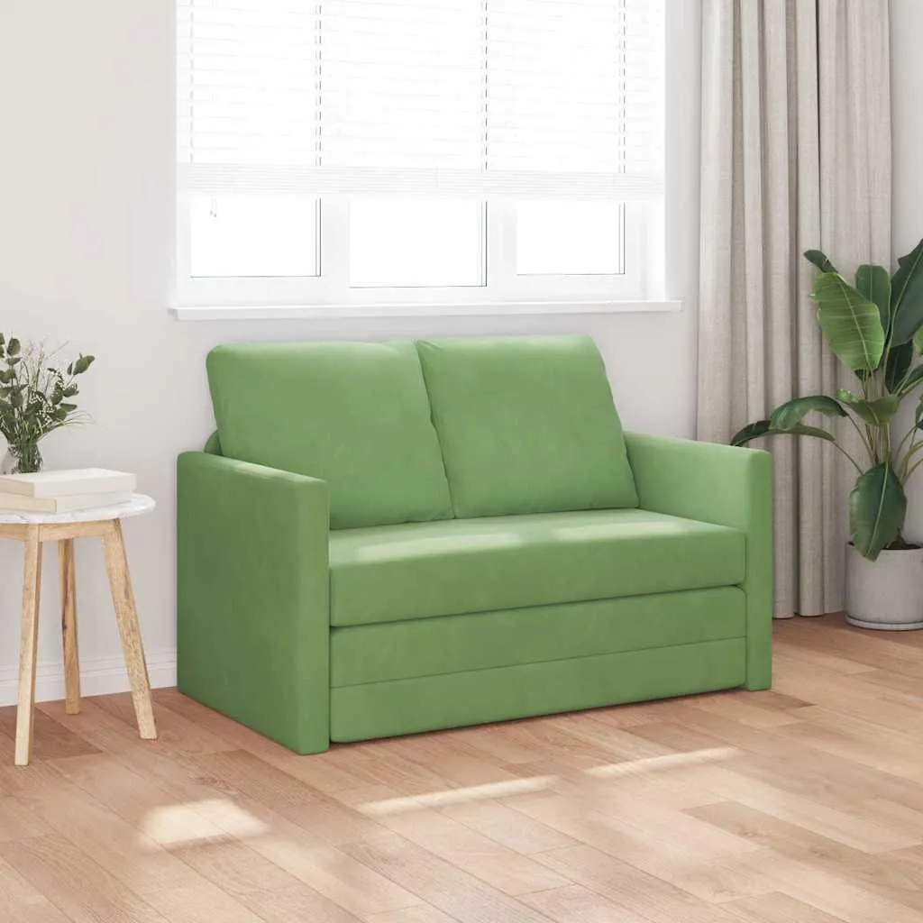 Lit d'appoint confortable et canapé velours vert clair gain de place