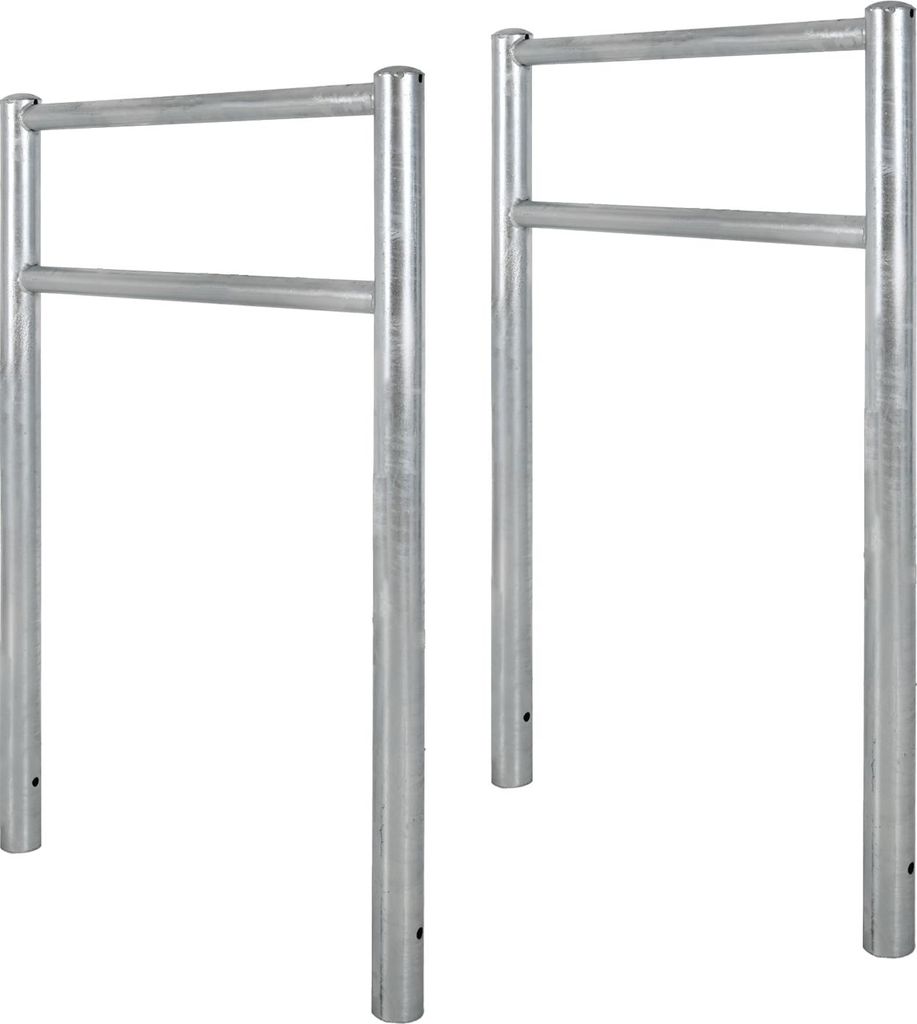 2x Fahrradanlehnbügel mit Knieholm 115x75 cm Stahl feuerverzinkt Ø 60 mm zum Einbetonieren grau Typ H
