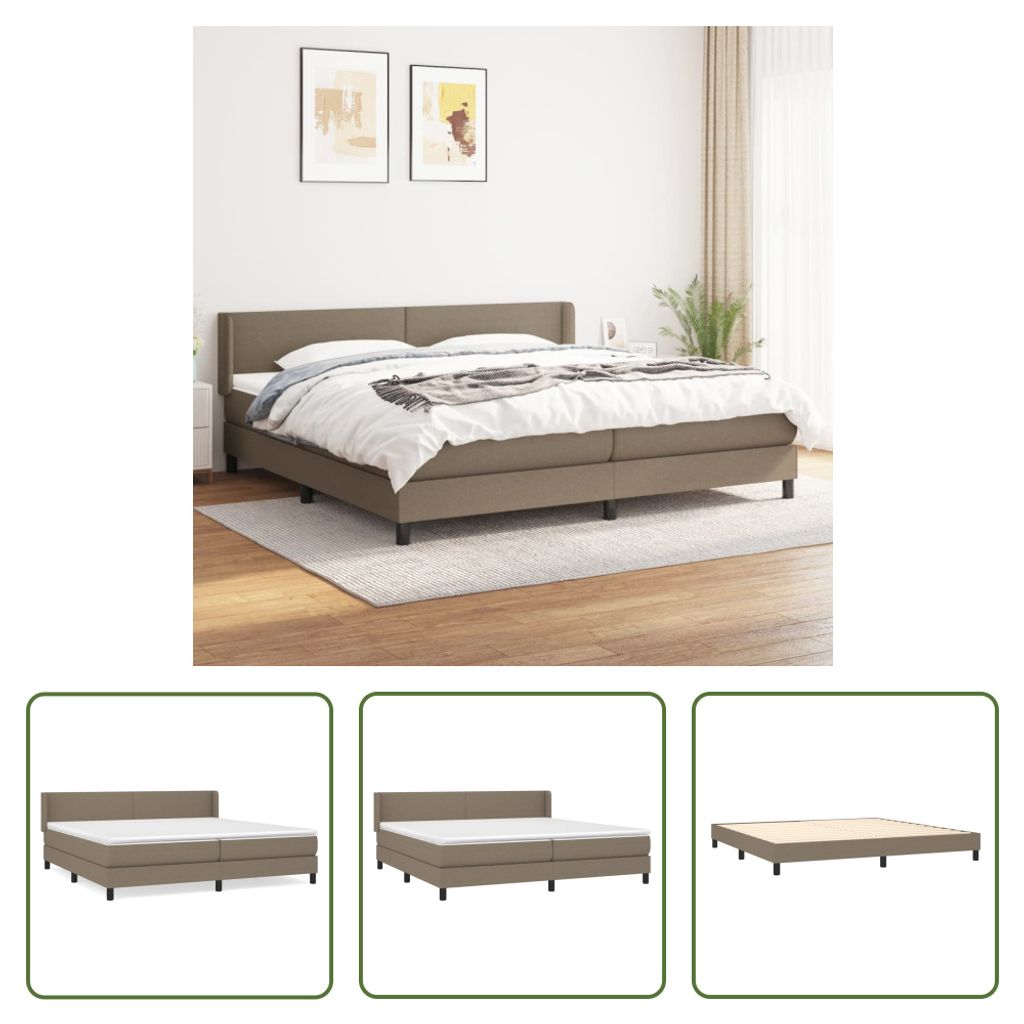 The Living Store Boxspringbett mit Matratze Taupe 200x200 cm Stoff