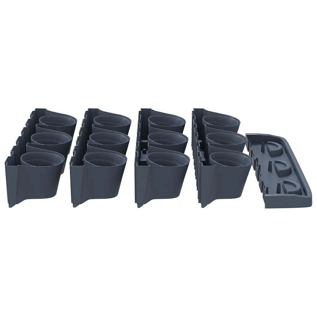 Set 12 Pots Verticaux en Polypropylène Anthracite - Durable et Modulaire