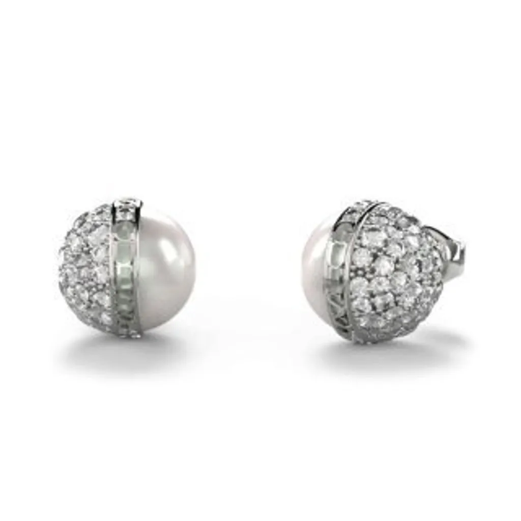 Boucles d'oreilles en acier inoxydable et zircones cubiques blancs