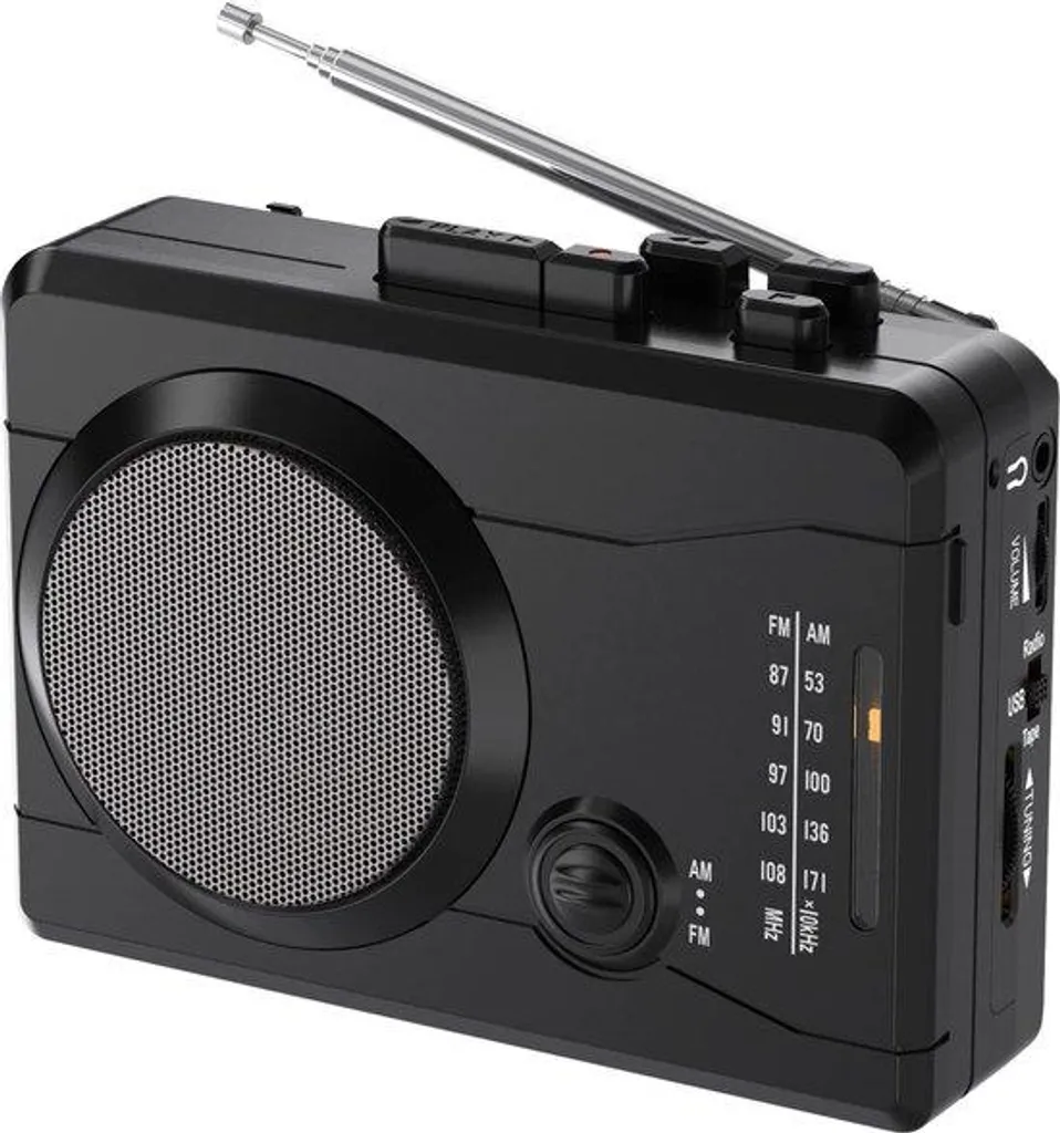 Lecteur de cassettes Bluetooth portable avec radio FM vintage noir RT-80