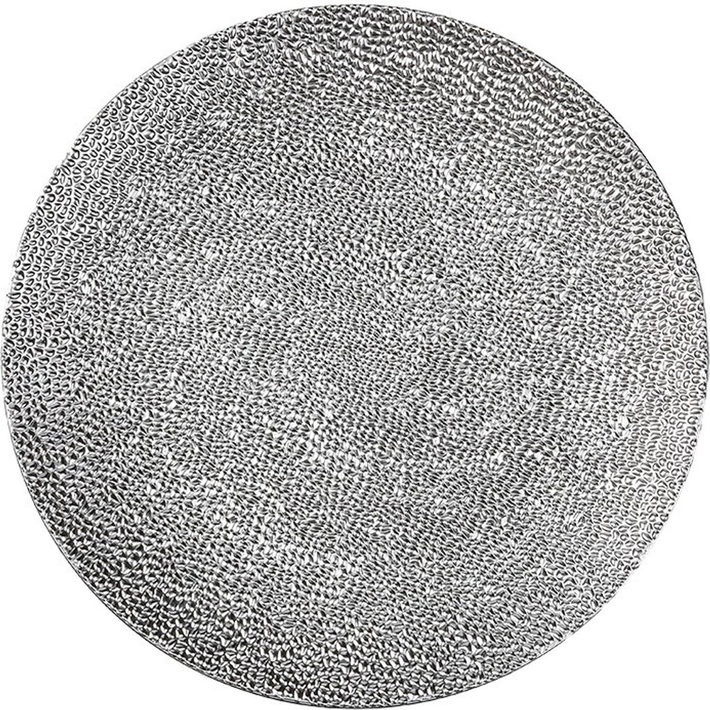 Dekoteller 33cm Kunststoff gehämmerte Optik - Silber
