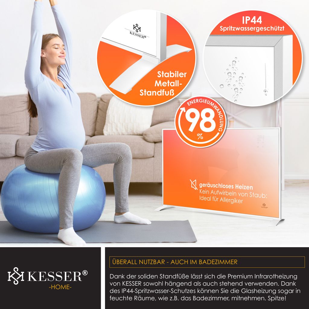 KESSER® Infrarotheizung Energiesparend Infrarot Standgerät Produktbild 6