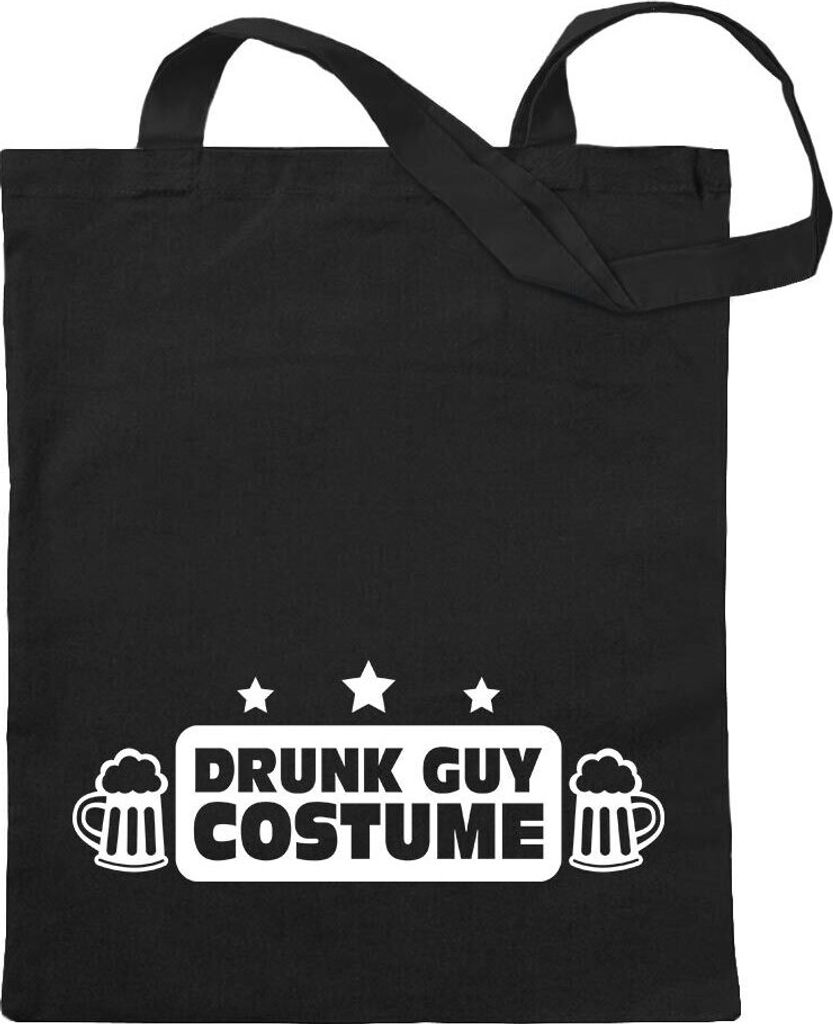 Kiwistar - Baumwolltasche - schwarz - Drunk Guy Costume Bier - Tragetasche Stoffbeutel Umhängetasche Langer Henkel