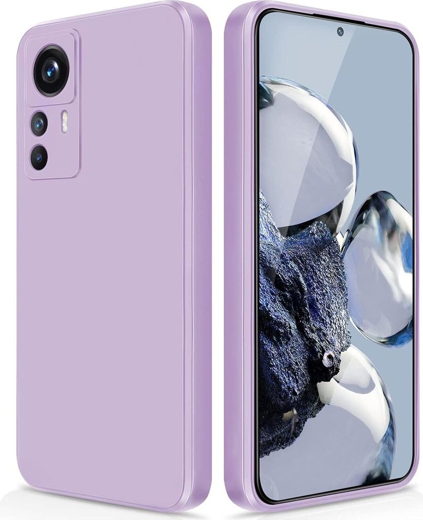 Silikon Hülle für Xiaomi 12T/12T Pro/Redmi K50 Ultra Flüssigsilikon Dünn Gel Gummi Matt Kratzfeste Schutzhülle Lila